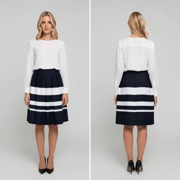 Hugo Boss Navy & White Striped Skirt | Silky Elegant Fit - Picture 3 of 5